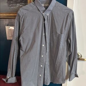 Topman Navy Gingham Button-Down Shirt Men’s Medium
